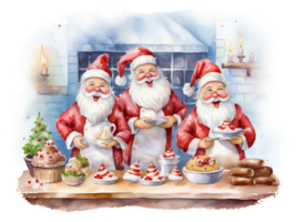 Christmas Santa And Elves Illustration AI generated png