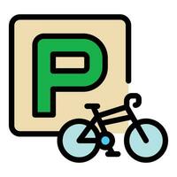 bicicleta estacionamiento icono vector plano