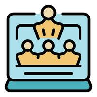 Group online conference icon vector flat