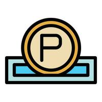 Parking coin icon vector flat