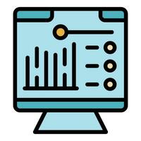 Monitor data icon vector flat