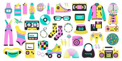 A set of retro gadgets from the 90s 00s in a modern style vector