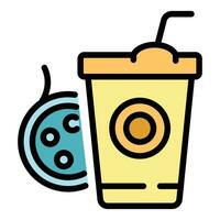 Cinema soda drink icon vector flat