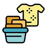 Full clothes basket icon vector flat