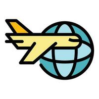 avión viaje icono vector plano