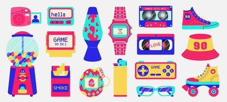 Set of 80s 90s elements in modern style vector
