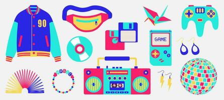 A set of retro gadgets from the 90s 00s in a modern style vector