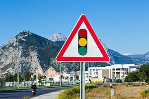 road sign with blue sky photo