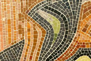 Colorful ceramic mosaic on the walls of the building. Abstract background and texture for design. photo
