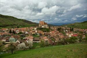 Biertan a very beautiful medieval village in Transylvania, Romania. A historical town in Romania that has preserved the Frankish and Gothic architectural style. Travel photo. photo