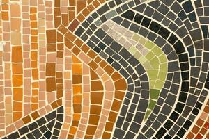 Colorful ceramic mosaic on the walls of the building. Abstract background and texture for design. photo