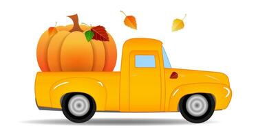 otoño camión con calabaza svg vector ilustración aislado en blanco fondo.feliz otoño camión camisa diseño. calabaza camión para otoño camisa diseño. otoño sublimación. Hola otoño camión con calabaza svg