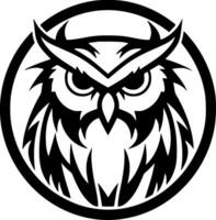 Owl, Black and White Vector illustration