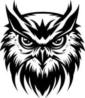 Owl, Black and White Vector illustration