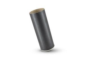 Black Kraft paper tube tin can isolated on white background photo