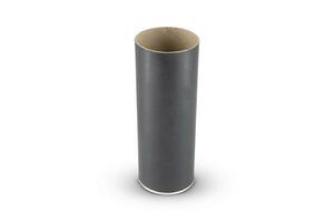 Black Kraft paper tube tin can isolated on white background photo