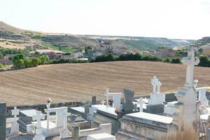 traditional catholic cemetery with granite pantheons photo