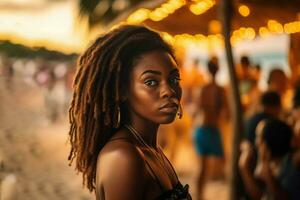 jamaicano bonito muchacha. generar ai foto