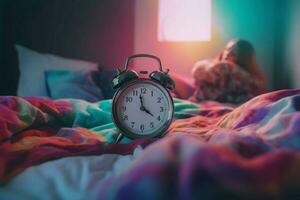 Colorful alarm clock. Generate Ai photo