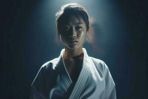 Asian woman judo. Generate Ai photo