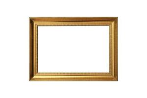 Wooden gold frame vintage isolated background. photo