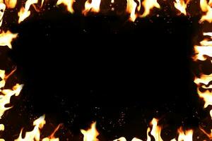 Hot temperature fire frame background. photo