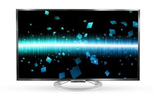 Television monitor soundwave screen isolated on white background. photo