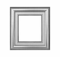 Wooden Silver frame vintage isolated background. photo