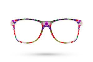 Fashion rainbow glasses style plastic-framed isolated on white background. photo