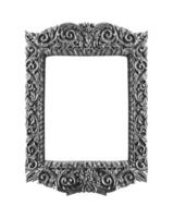 Wooden Silver frame vintage isolated background. photo