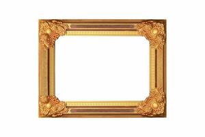 Wooden gold frame vintage isolated background. use clipping path photo