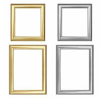 Set of golden and silver frame vintage isolated on white background. photo