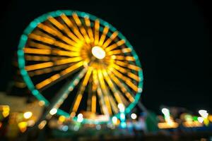 Blurry, Ferris wheel with outdoor long exposure at night. photo
