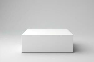 blanco caja Bosquejo en un blanco antecedentes. frente vista. generativo ai foto