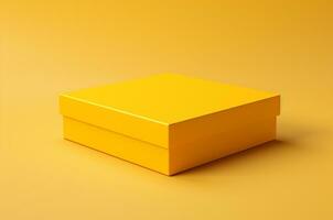 Mockup rectangular yellow box on a yellow background. Generative AI photo
