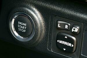 Symbol button start engine new system car technology. photo