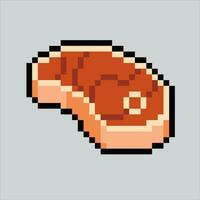 Pixel art illustration Steak. Pixelated Steak. Steak meat food icon pixelated for the pixel art game and icon for website and video game. old school retro. vector