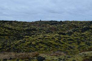 Rocky landscape in Iceland with volcanic rocks photo