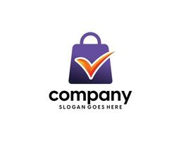 Shop logo with bag icon for e commerce and store logo vector