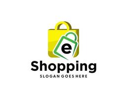 Shop logo with bag icon for e commerce and store logo vector