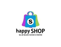 Shop logo with bag icon for e commerce and store logo vector