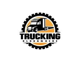 truck trailer transport logistics, delivery, express, cargo company, fast shipping, design template logo illustration silhouette, emblem isolated on dark background, black vector