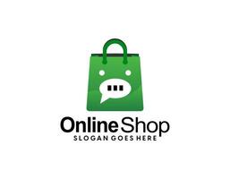 Online Shop Logo designs Template. Illustration vector graphic of shopping bag, computer and mouse logo. Perfect for Ecommerce,sale, store web element. Company emblem.