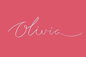 Female name Olivia. Girls name Handwritten lettering calligraphy typescript. Vector art