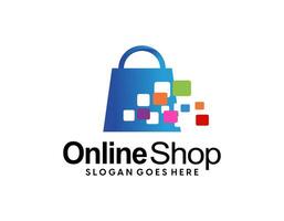 Online shopping logo design template vector