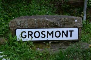 Sign Welcoming Visitors to Grosmont in Northern England photo