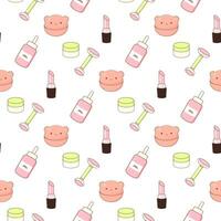 kawaii korean cosmetics seamless pattern. Vector illustration