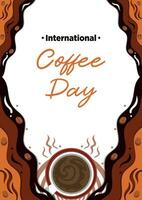 Poster Template Paper Cut International Coffee Day With Fun Style Vector Illustration