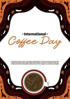 Poster Template Paper Cut International Coffee Day Vector Illustration