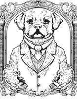 3d outline dog wearing suit vector